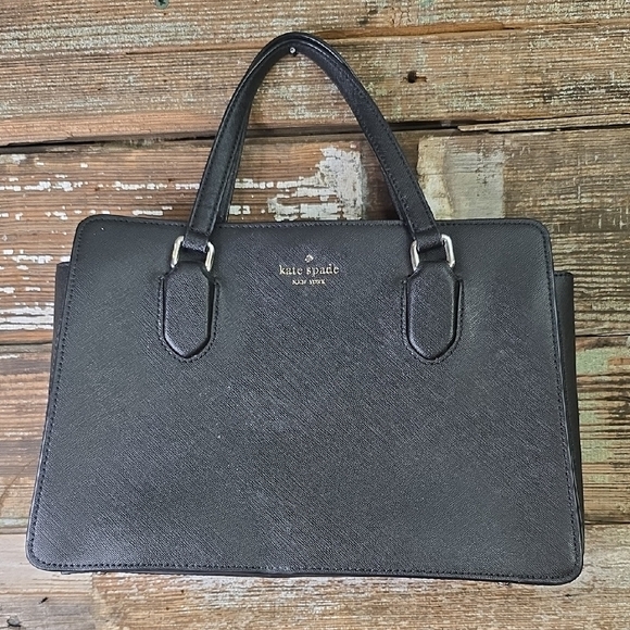 Kate Spade Black Leather Rae Medium Satchel With Crossbody Strap, NWOT - Picture 1 of 11